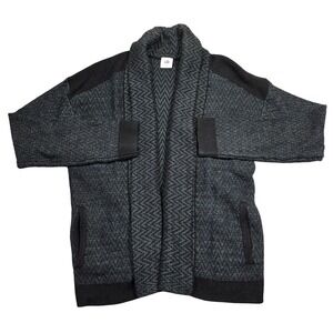 Cabi Herringbone Open Front Cardigan Sweater Knit Shawl Collar Womens‎ L Preppy